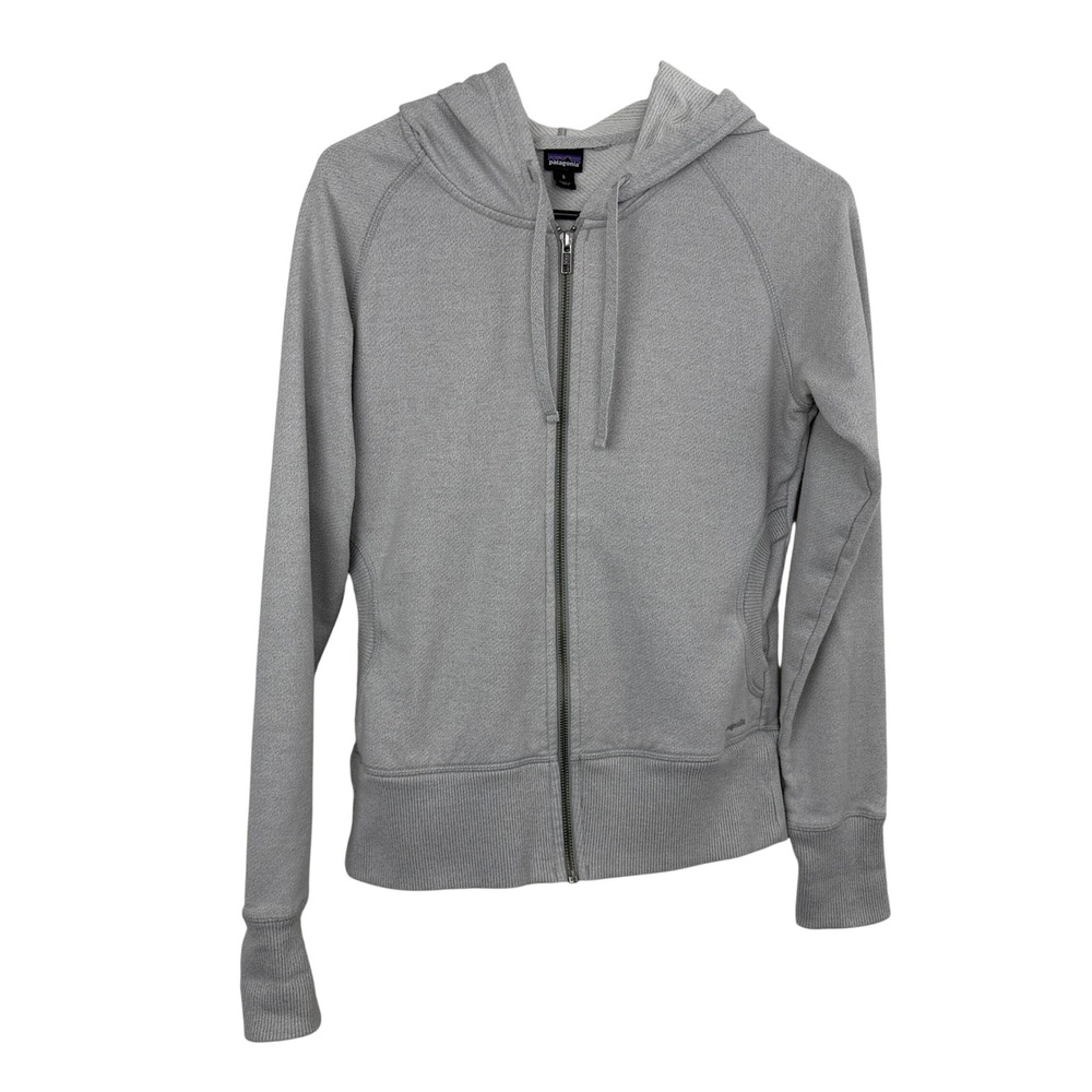 Patagonia Hoodie Womens Small Grey Full Zip Cloud Stack Activewear Thumbholes